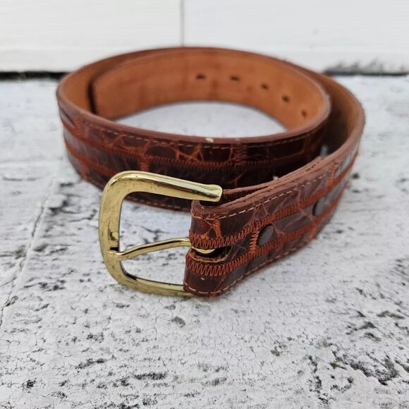Nocona Belt Brown Genuine Leather Waistband Unisex Pin Buckle Size 26-28 inches - Picture 8 of 10